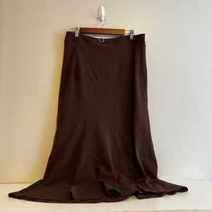 VTG Women's 12T Chocolate Brown Flare Maxi Skirt Fall Fairy Indie Sleeze Boho